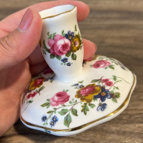 Bone China Made in England Floral Candle Holder Pair - Picture 5 of 8